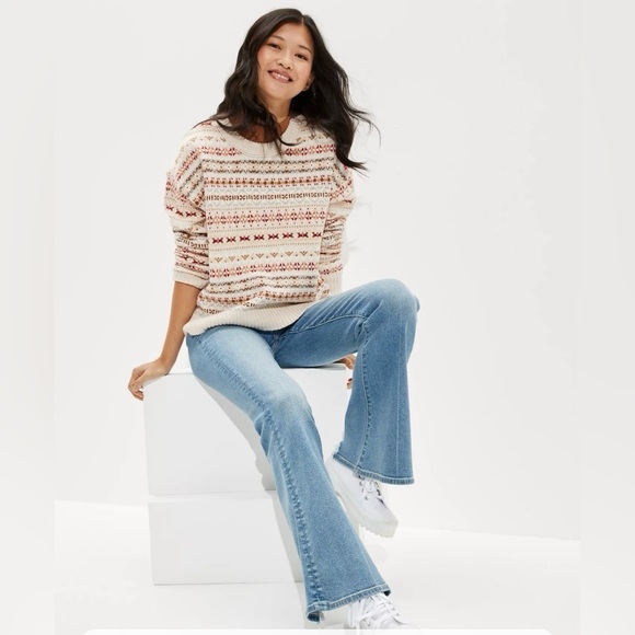 American Eagle Fairisle Snowdrift Sweather Crew Neck Sweater in XS- preowned - Picture 3 of 7